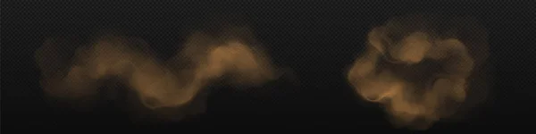 Бурые Облака Пыли Песком Частицами Грязи Изолированы Черном Фоне Текстура — стоковый вектор