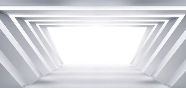 Sala Abstrata Espaço Corredor Branco Forma Trapezoidal Construção Contemporânea Design — Vetor de Stock