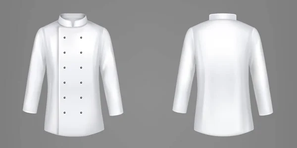 Jaquetas Chef Branco Cozinhar Uniforme Camisa Com Dois Botões Fileiras — Vetor de Stock