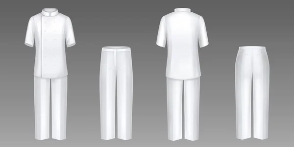 Kochbekleidung Weiße Jacke Und Hose Kochuniform Hemd Und Hose Von — Stockvektor