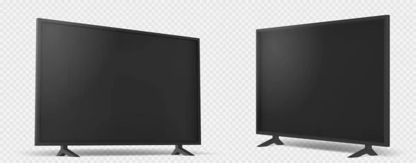 Realistic Set Flat Screen Png Isolated Transparent Background Front Side — Stock Vector