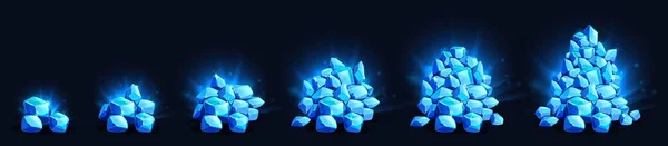 Cristales Piedras Preciosas Creciendo Activos Juego Pila Trofeo Azul Brillante — Vector de stock