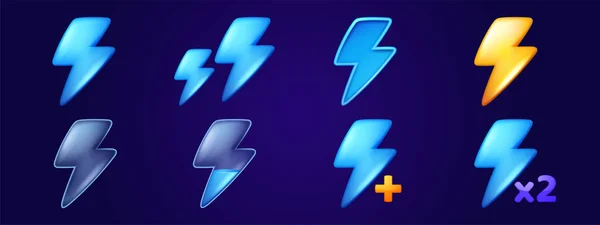 Set Lightnings Game Fill Progress Score Level Elements Full Empty — Stock Vector