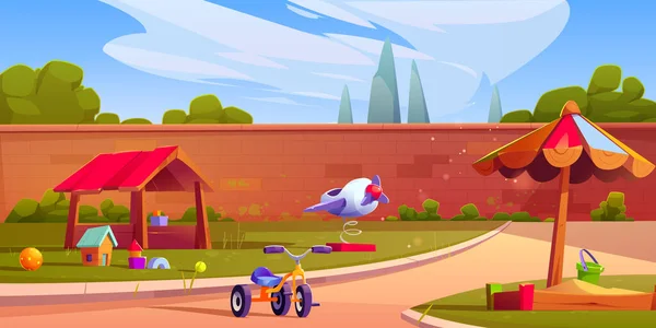 Aire Jeux Pour Enfants Espace Enfants Avec Bac Sable Jouets — Image vectorielle
