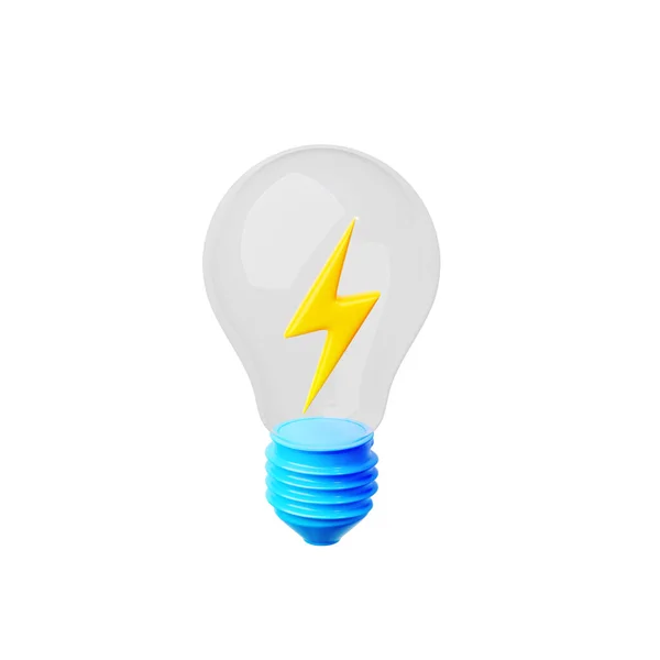 Рендеринг Лампы Молнией Внутри Думать Икона Творческая Идея Понимание Электричество — стоковое фото