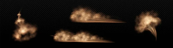 Nuvens Areia Carro Tempestade Areia Poeira Trilhas Fumaça Marrom Sujo —  Vetores de Stock