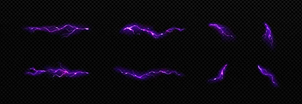 Foudre Éclairs Violets Électriques Impact Fissure Flash Énergie Magique Puissante — Image vectorielle
