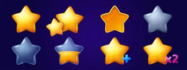 Gold Étoiles Icônes Pour Interface Jeu Symboles Récompense Réalisation Notation — Image vectorielle