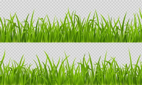 Nahtloses Gras Realistisches Horizontales Rasenmuster Auf Transparentem Hintergrund Sommer Oder — Stockvektor