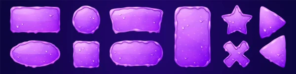 Set Purple Sticky Slime Frames Isolated Background Cartoon Vector Illustation — Stock Vector