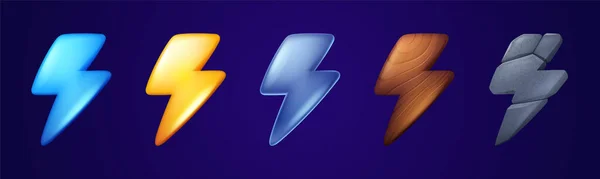 Κεραυνός Σημάδι Κεραυνού Παιχνίδι Εικονίδια Της Ενέργειας Δύναμη Ταχύτητα Καταιγίδα — Διανυσματικό Αρχείο