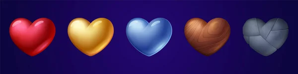 Сердце Иконы День Святого Валентина Романтический Символ Любви Различными Текстурами — стоковый вектор