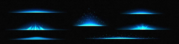 Світлові Розділювачі Лінії Ефекту Блакитного Сяйва Таємничими Іскрами Зірчастим Пилом — стоковий вектор