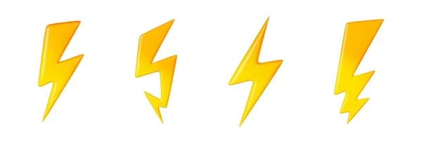 Ikony Pioruna Żółte Znaki Energii Energii Elektrycznej Ładowania Baterii Prędkość — Zdjęcie stockowe