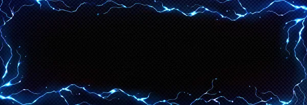 Blitz Rahmen Blitz Blitz Effekt Hintergrund Mit Blauen Stromschlägen Rechteckige — Stockvektor