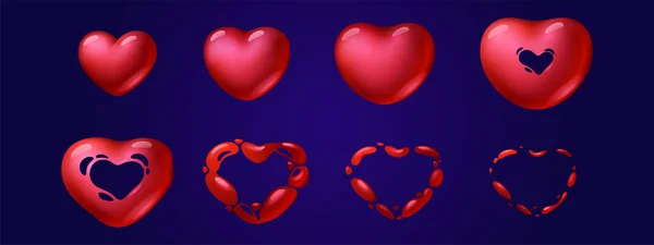 Feuille Sprite Animation Explosion Cardiaque Cadre Séquence Avec Coeur Dessin — Image vectorielle