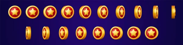 Kreisabzeichen Mit Stern Umdrehen Spiel Trophäe Bonus Medaille Symbol Animationsset — Stockvektor