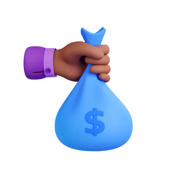 Αντρας Χέρι Χρήματα Τσάντα Σύμβολο Του Δολαρίου Εικονίδιο Της Χρηματοδότησης — Φωτογραφία Αρχείου