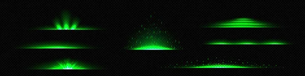Realistisches Set Neongrüner Linienteiler Png Isoliert Auf Transparentem Hintergrund Vektor — Stockvektor