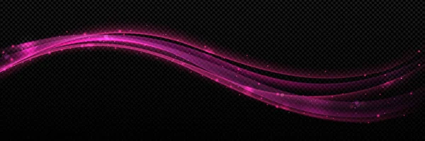 透明な背景にピンクの光の効果曲線の線のPng ネオンカラーのリアルなベクトルイラストが輝き 複数の輝きが暗闇の中で輝きます 魔法の星の塵 — ストックベクタ