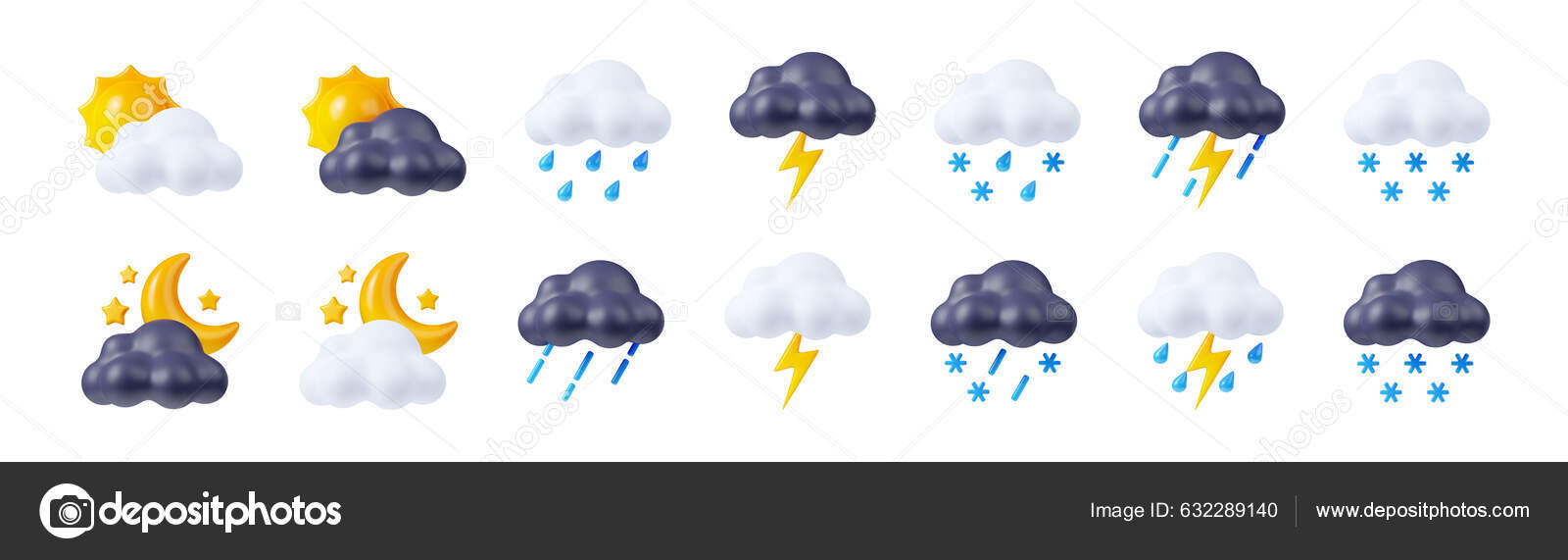 Set Icone Delle Previsioni Meteo Sfondo Bianco Illustrazione Sole Luna —  Foto stock di © klyaksun #632289140, image size:1600x571