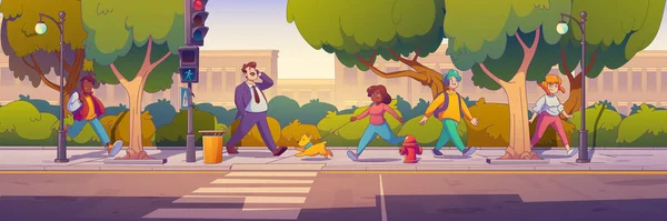 Chodec Ulici Chodníku Ilustrační Pozadí Cartoon Vektor Ilustrace Městské Silnice — Stockový vektor