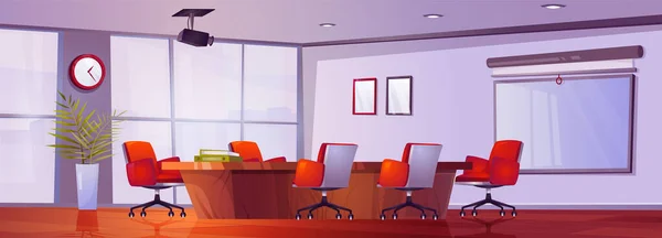 Cartoon Boardroom Interior Design Illustrazione Vettoriale Dell Ufficio Aziendale Con — Vettoriale Stock