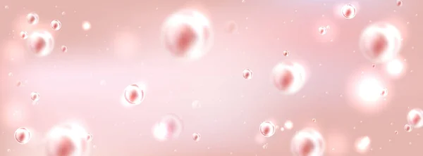 现实的粉红凝胶质感 里面有气泡 用油泡 化妆品 胶原蛋白 透明质护肤化妆品说明液体物质的载体 结构结构 — 图库矢量图片