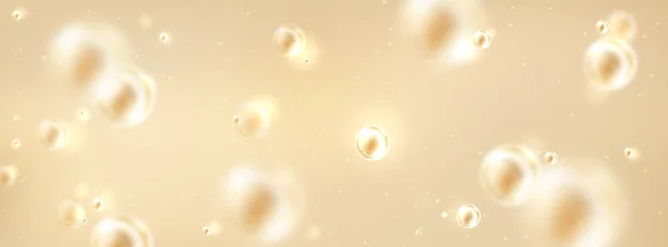 Hintergrund Von Wasser Mit Ölblasen Flüssigem Kollagen Oder Serum Hautpflege — Stockvektor