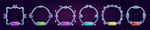 Circle Fantasy Spiel Benutzer Avatar Grenze Für Rpg Spiel Gesetzt — Stockvektor