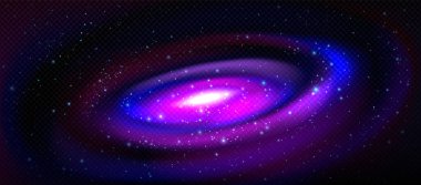 Spiral kara delik vektör arkaplanı. Kozmoc 'taki soyut bulut ve yıldız bulutsusu. Andromeda galaktik sistemi. Mavi astroloji deseni, ışık izi, gezegenden gelen sihirli toz ve alevler..