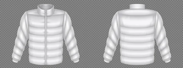 Куртка Пуффер Шаблон Зимового Пальто Чоловічий Білий Одяг Зовнішній Одяг — стоковий вектор