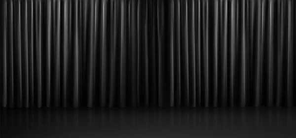 Реалистичный Черный Занавес Векторная Иллюстрация Темно Серой Текстуры Шелка Гладкой — стоковый вектор