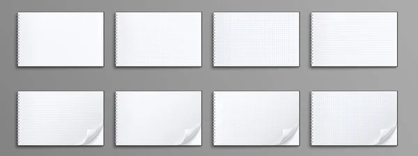 Realistic Set Notebook Mockups Isolated Gray Background Vector Illustration Blank — Stock Vector