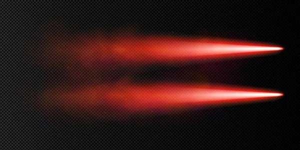 红色平面烟道矢量速度线隔离在透明的背景下 现实的飞机或火箭飞行尾翼效果 3D飞机在天空中显示溪流路径 宇宙飞船烟雾刷 — 图库矢量图片