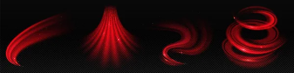 透明な背景に隔離された熱風の効果の現実的なセット 赤い螺旋状の旋回のベクトル図 魔法の力 調整システムのシンボル — ストックベクタ