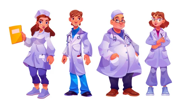 Hastane Personeli Doktorlar Hemşireler Tıbbi Karakterler Profesyonel Tıp Çalışanları Beyaz — Stok Vektör