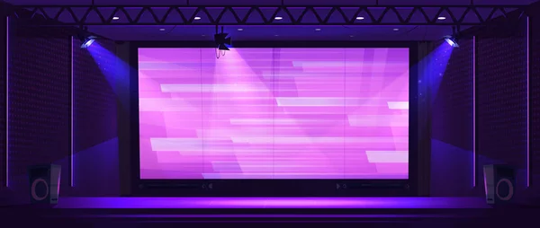 Show Studio Stage Led Screen Spotlights Empty Scene Interior Light — Stock Vector