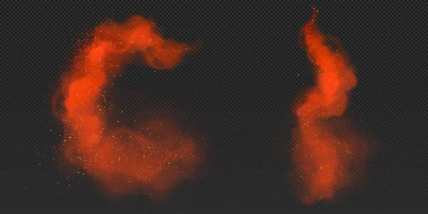 Şeffaf Arkaplanda Izole Edilmiş Gerçekçi Kırmızı Toz Bulutları Kırmızı Biber — Stok Vektör