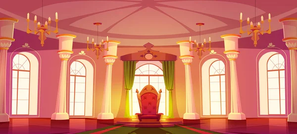 Интерьер Тронного Зала Мультфильма Векторная Иллюстрация Бального Зала Королевского Дворца — стоковый вектор