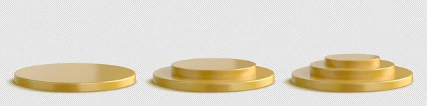 Aislado Conjunto Vector Podio Oro Paquete Pedestal Círculo Dorado Para — Vector de stock