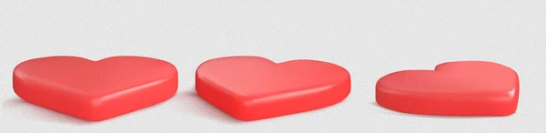 Czerwone Podium Serca Ustawione Przezroczystym Tle Valentine Platforma Prezentacji Produktu — Wektor stockowy