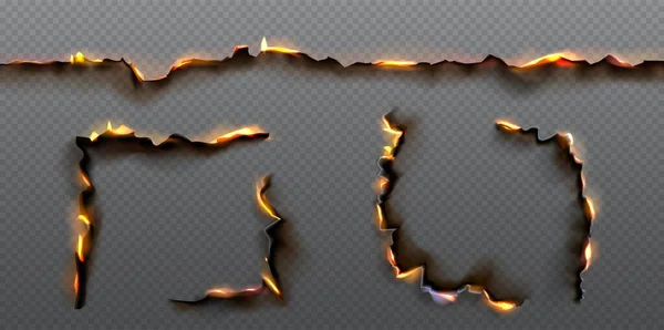 Burn Άκρη Χαρτί Τρύπα Διάνυσμα Επίδραση Γωνία Που Διαφανές Φόντο — Διανυσματικό Αρχείο