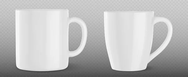 White Cup Mockup Template Design Tea Coffee Porcelain Mug Handle — Stock Vector