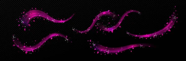 Pink Magic Glitter Light Duft Flow Effekt Fliegen Blütenblätter Funkeln — Stockvektor