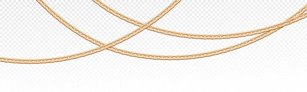 Realistiska Isolerade Guld Vektor Smycken Kedja Set Gyllene Korsning Metall — Stock vektor