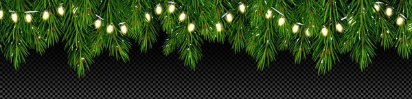 Ramos Árvore Natal Com Luzes Guirlanda Feliz Ano Novo Feliz — Vetor de Stock