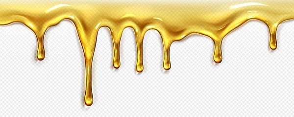 Ρεαλιστική Ροή Πετρελαίου Μελιού Απομονωμένη Διαφανές Φόντο Εικονογράφηση Διάνυσμα Κίτρινο — Διανυσματικό Αρχείο
