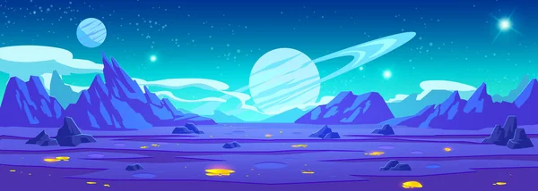 Фіолетовий Інопланетянин Космічної Планети Ігровий Фон Фантастичний Світовий Пейзаж Поверхнею — стоковий вектор