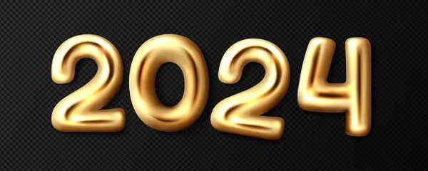 Gold Numbers 2024 Year Happy New Year Celebration Party Decoration — Stock Vector